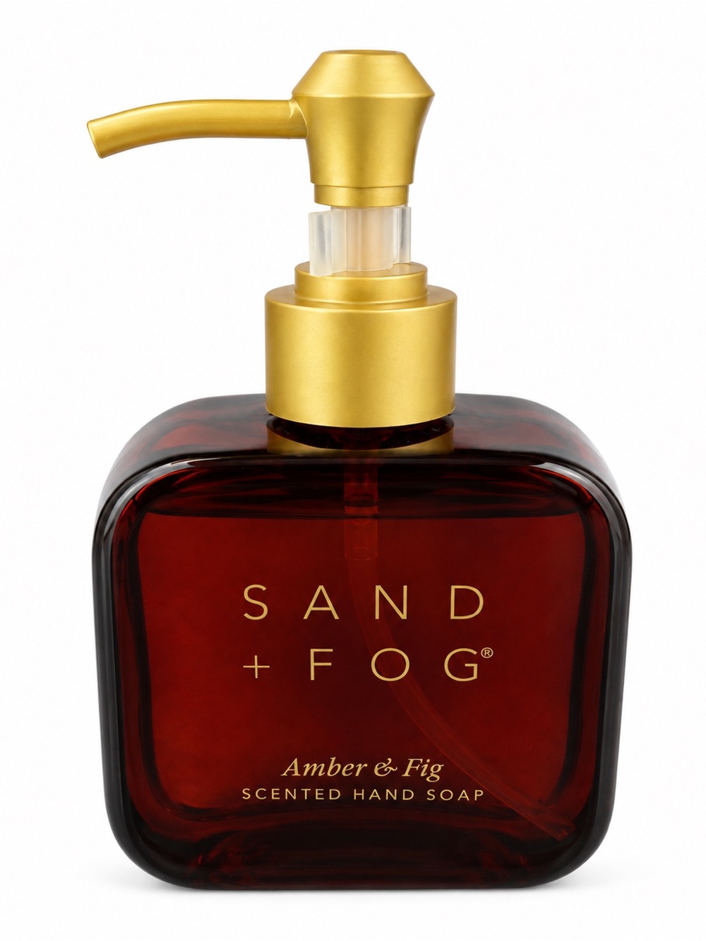 Sand + Fog Amber & Fig Scented Hand Soap — Amber Bottle with Gold Pump